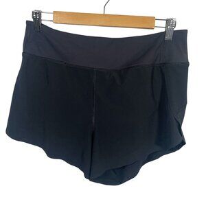 Athleta Run with It 3.5” Shorts Medium Black Zipper Pocket Built In Brief
